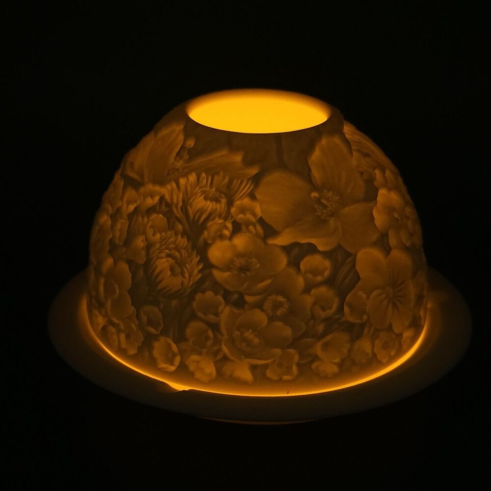 Fairy Lamp Bernardaud Lithophane Votive Light  Wildflowers No Box France